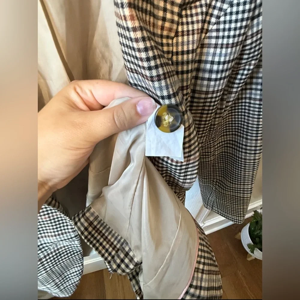 H&M Women's Plaid Blazer - Brown and Cream Size 8 (Medium) - Picture 8 of 9